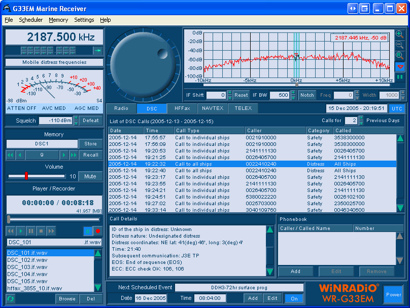 WiNRADiO G33EM Récepteur Marine - Mode DSC