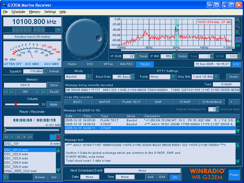 WiNRADiO G33EM Récepteur Marine - Mode TELEX baudor sitor